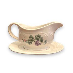 Pfaltzgraff Grapevine Gravy Boat and Underplate Stoneware (used)